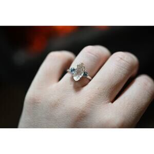 Raw Lake County diamond ring in sterling silver size 7